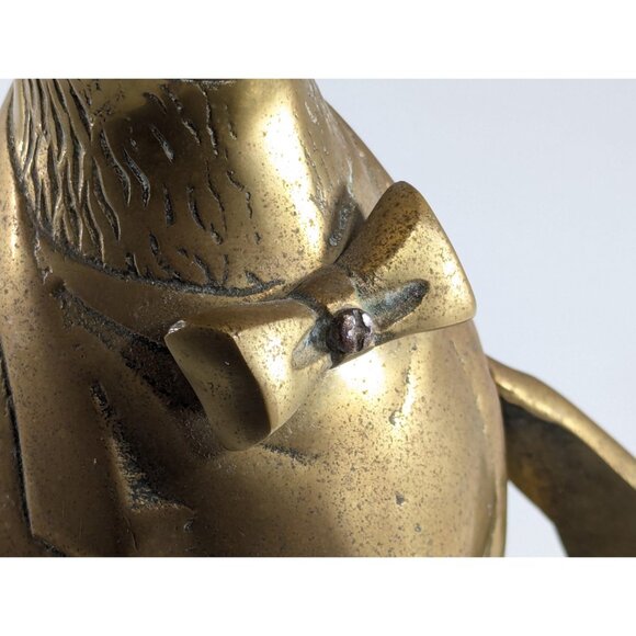Vintage Large 13.5" brass Penguin figurine, Dapper penguin ornament top hat and - Picture 9 of 10